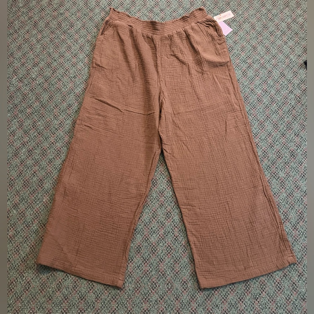 NWT JOYSPUN COTTON GAUZE PANTS SMOCKED WAIST 2X